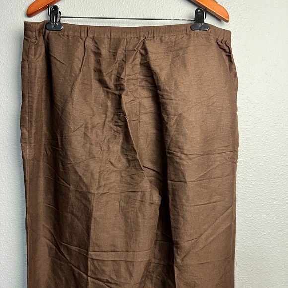 First Issue Liz Claiborne Brown Linen Blend Drawstring Pants Size 14 Monochrome - Picture 3 of 13